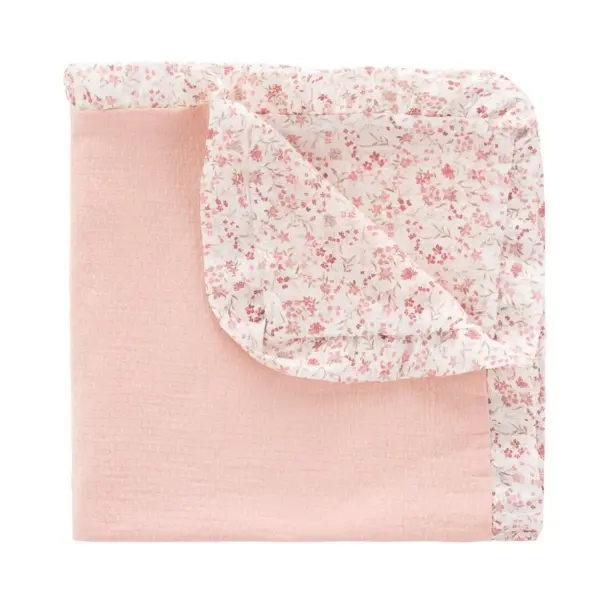 Manta reversible 65x65x1 cm linen rosa