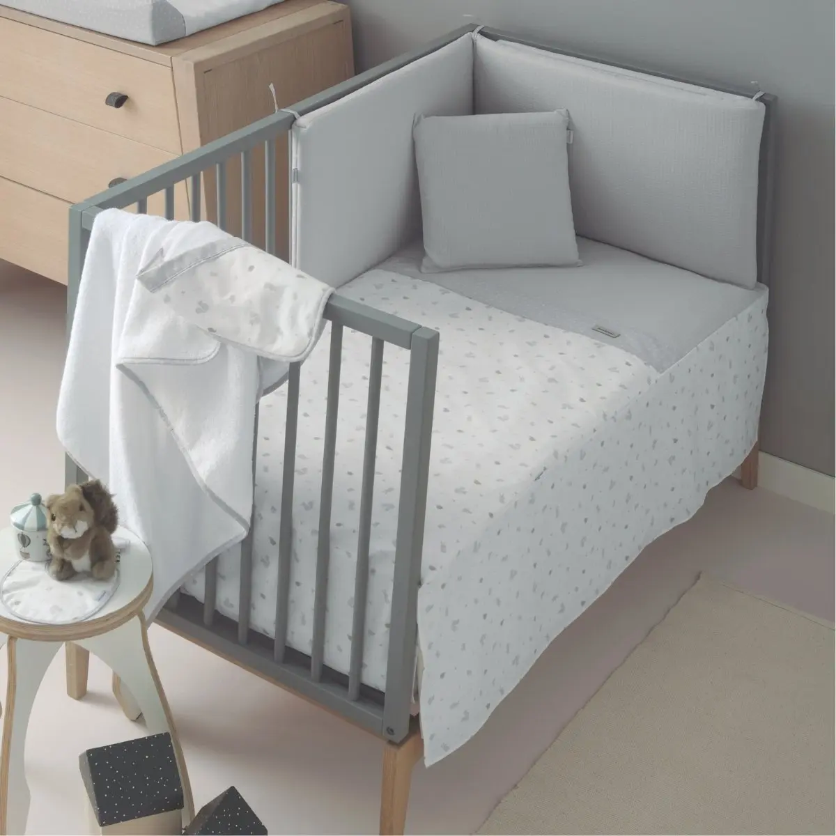 Jgo 2 pcs.colcha i-v. cuna 60 ardi gris 60x120x3 cm - Imagen 4