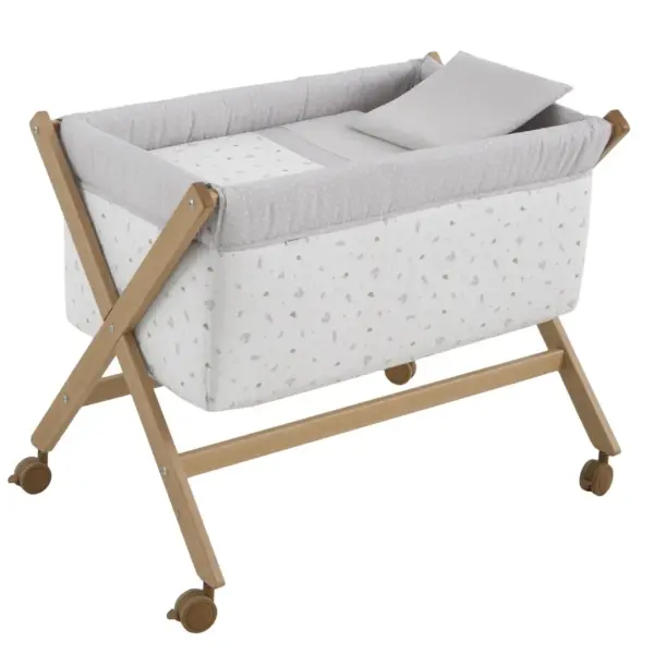 Minicuna tijera madera ardi gris/natural 55x87x74 cm