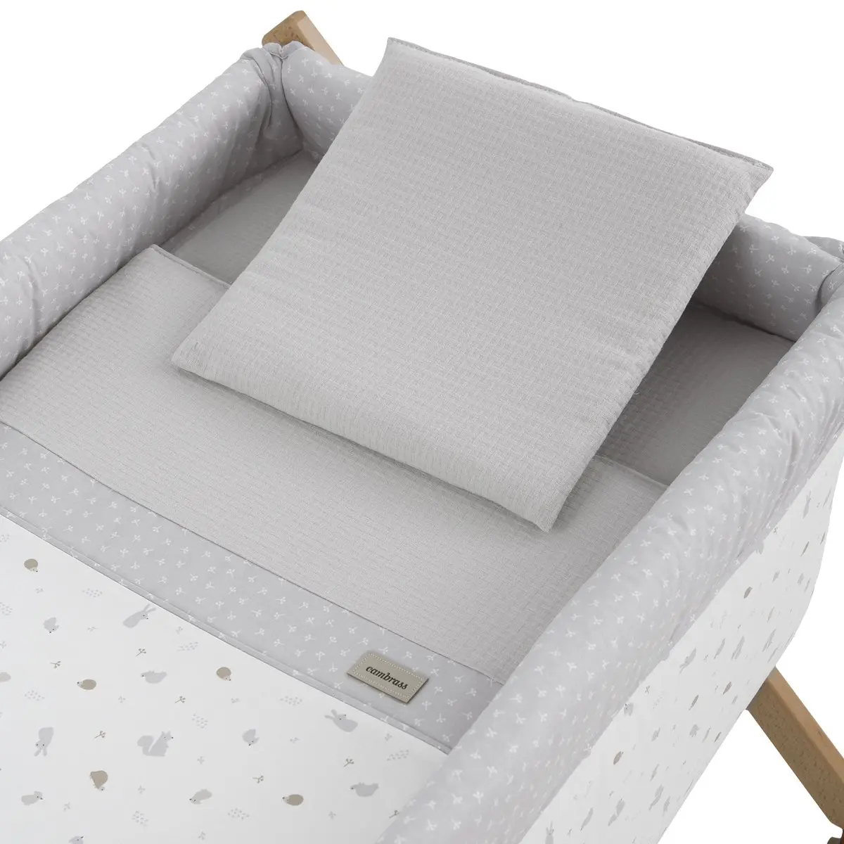 Minicuna tijera madera ardi gris/natural 55x87x74 cm - Imagen 2