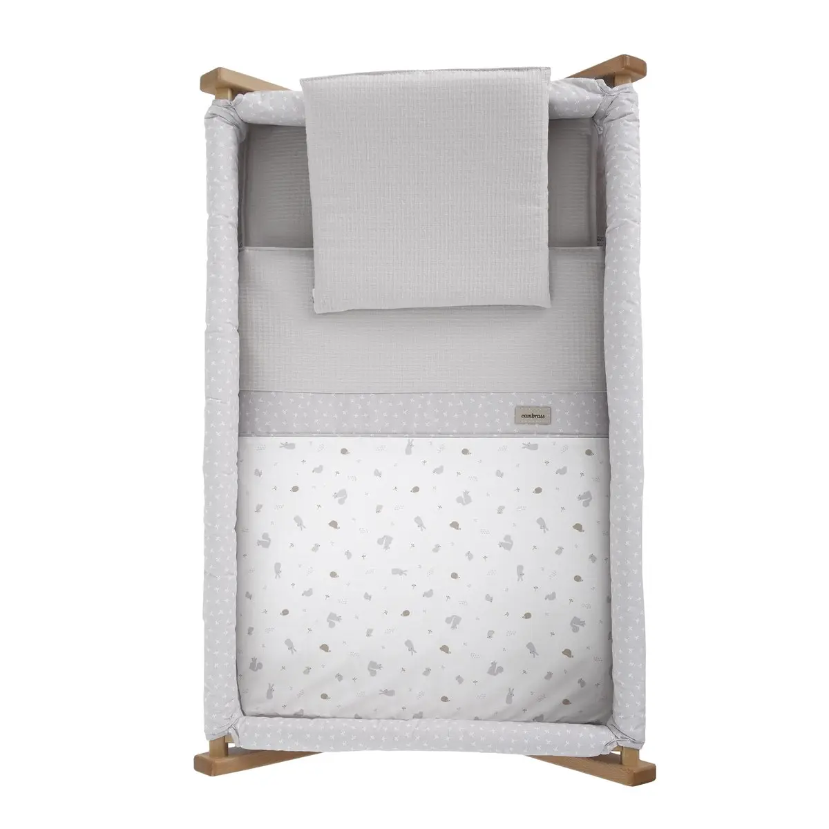 Minicuna tijera madera ardi gris/natural 55x87x74 cm - Imagen 3