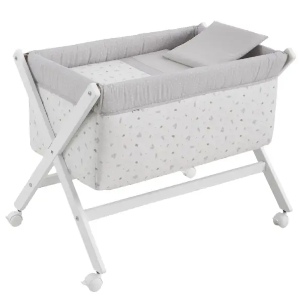 Minicuna tijera madera ardi gris/bco 55x87x74 cm