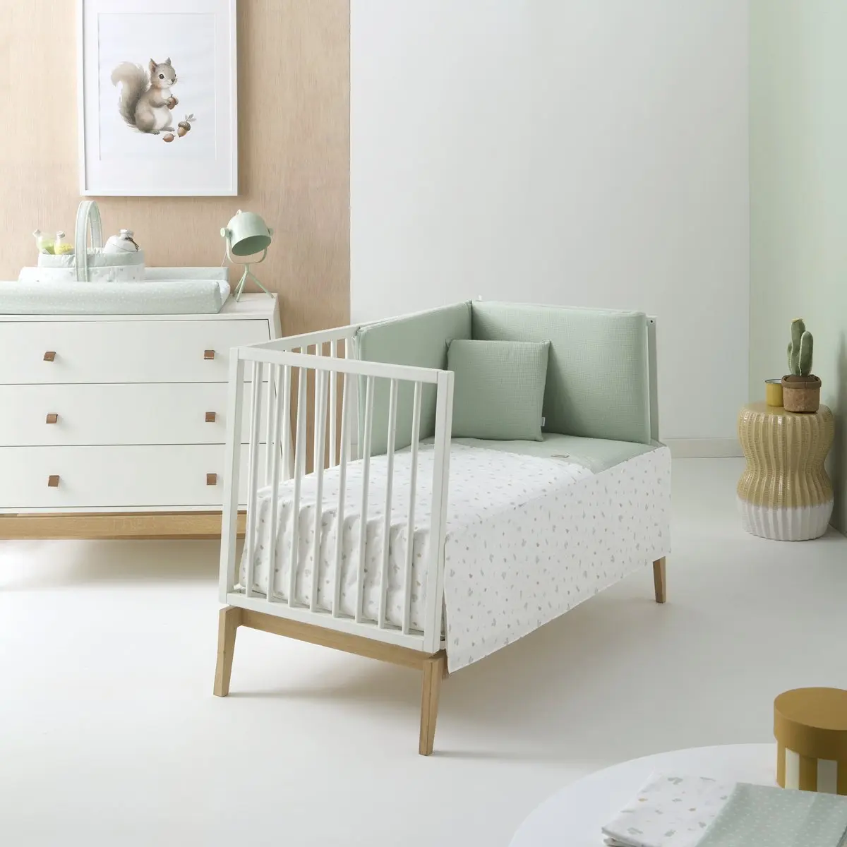 Minicuna tijera madera ardi verde/natural 55x87x74 cm - Imagen 4