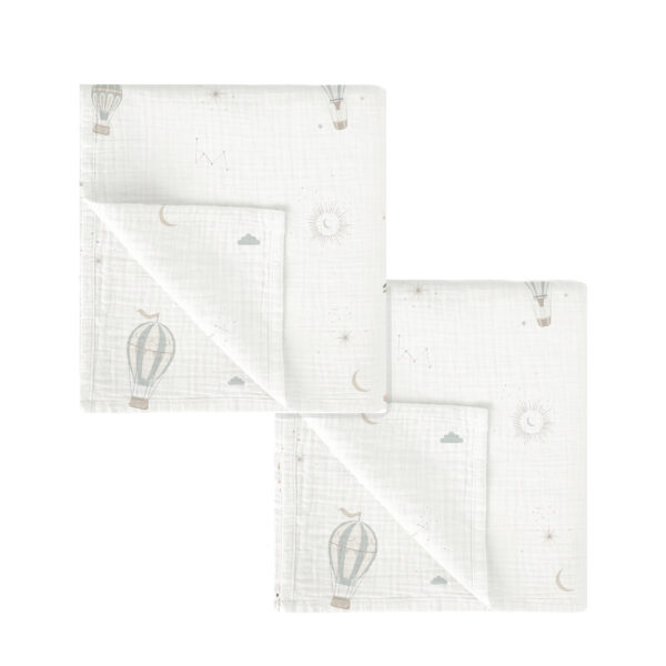 Gasas 100% algodon pack 2 Blue Sky 16 B|Verde 60x60 - Bimbidreams