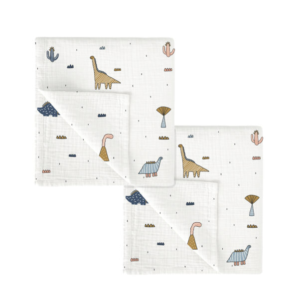 Gasas 100% algodon pack 2 Dinosaurius 97 Multic. 60x60 - Bimbidreams