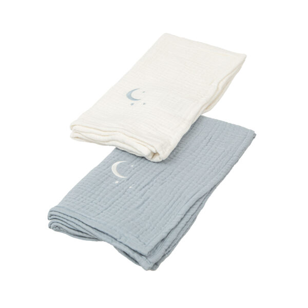 Gasas 100% algodon pack 2 Matalase AG Azul Grisaceo 60x60 - Bimbidreams