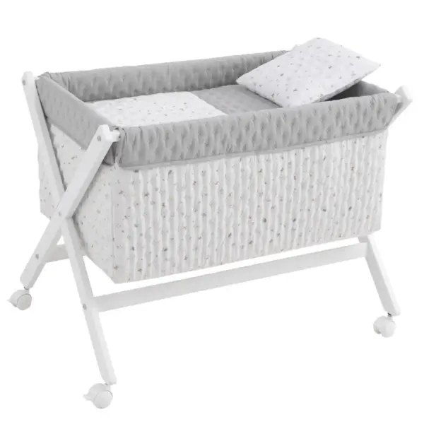 Minicuna tijera madera house azul/bco 55x87x74 cm