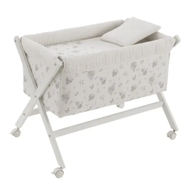 Minicuna tijera madera globe crudo/bco 55x87x74 cm