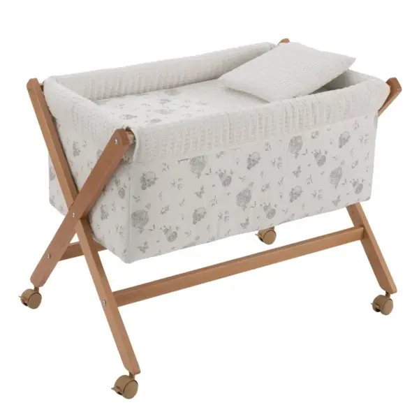 Minicuna tijera madera globe crudo/natural 55x87x74 cm