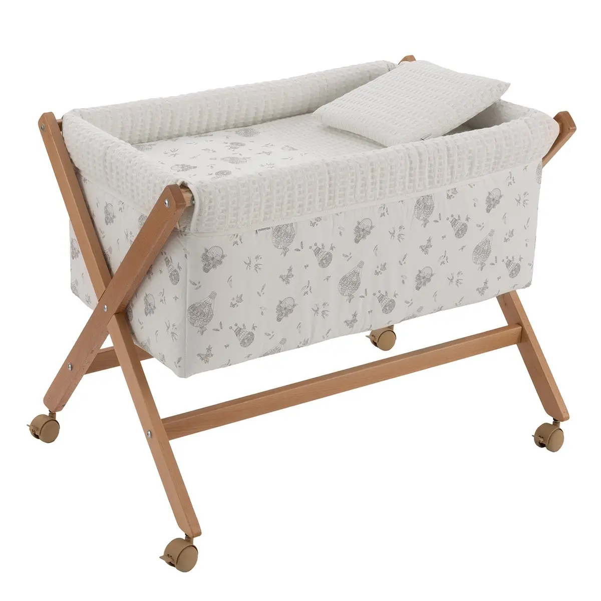 Minicuna tijera madera globe crudo/natural 55x87x74 cm