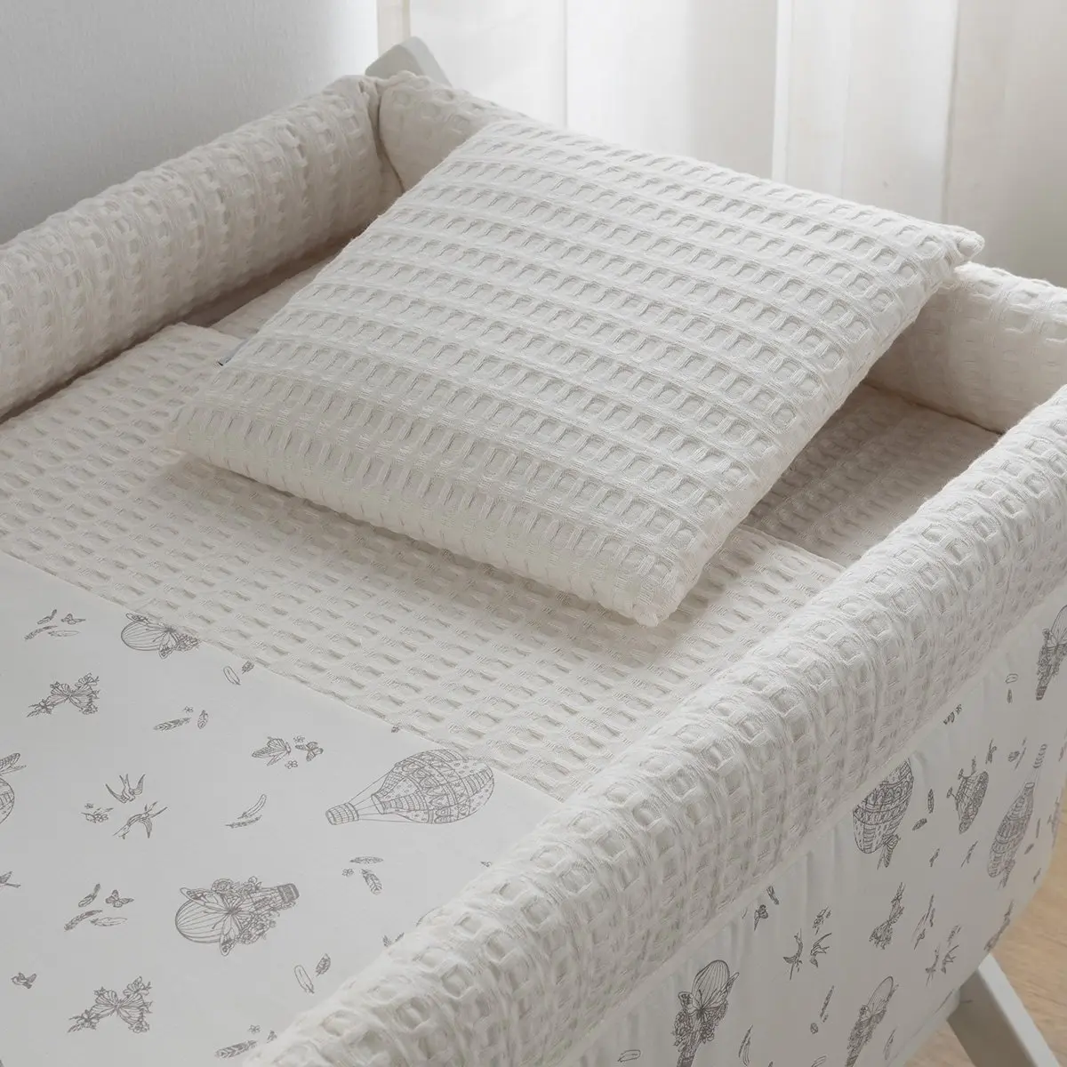 Minicuna tijera madera globe crudo/natural 55x87x74 cm - Imagen 4