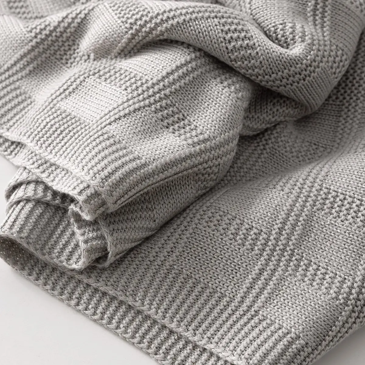 Manta punto bamboo 80x100x1 cm squares grey - Imagen 3