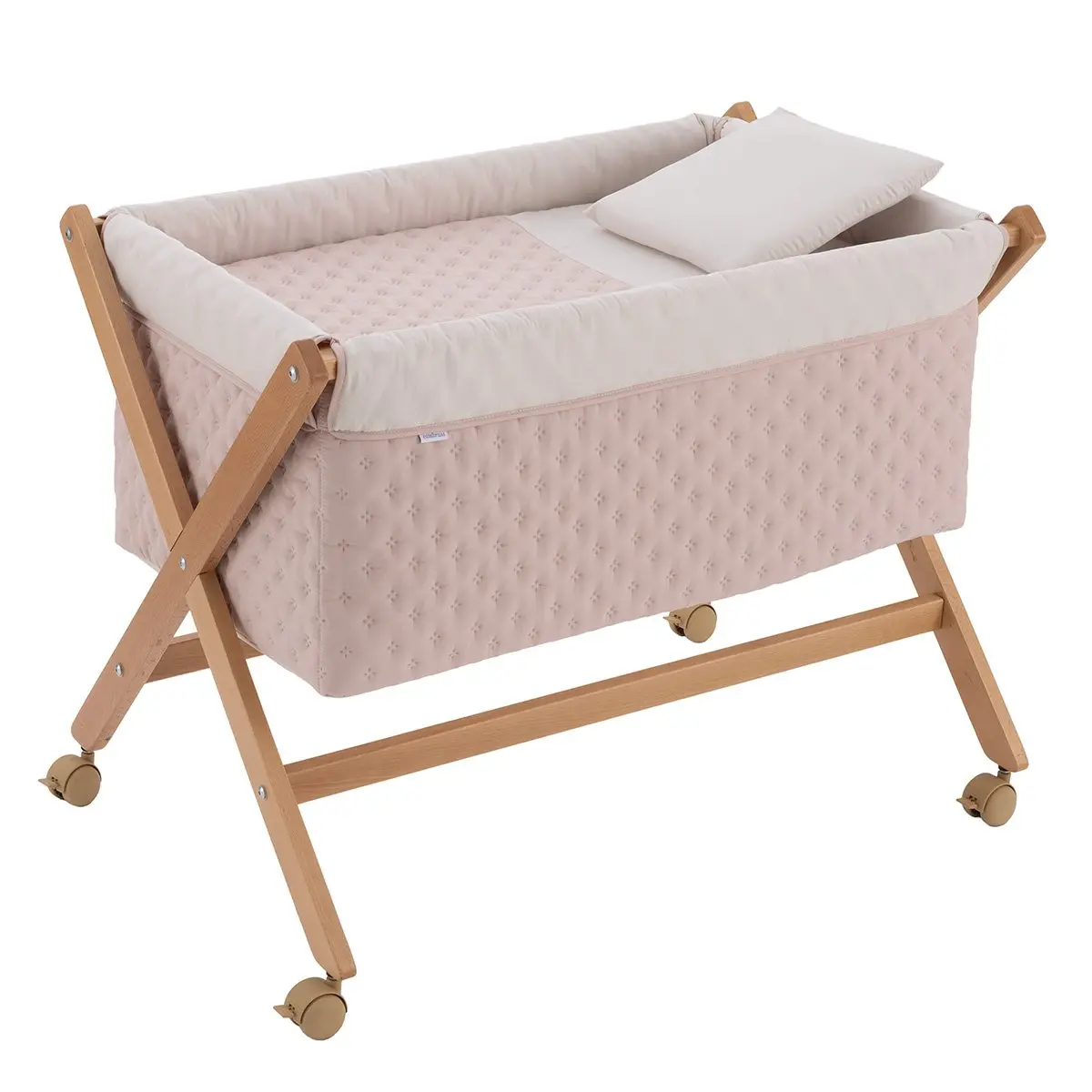 Minicuna tijera madera tender blush/natural 55x87x74 cm