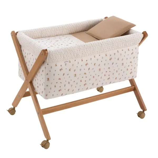 Minicuna tijera madera senda beige/natural 55x87x74 cm