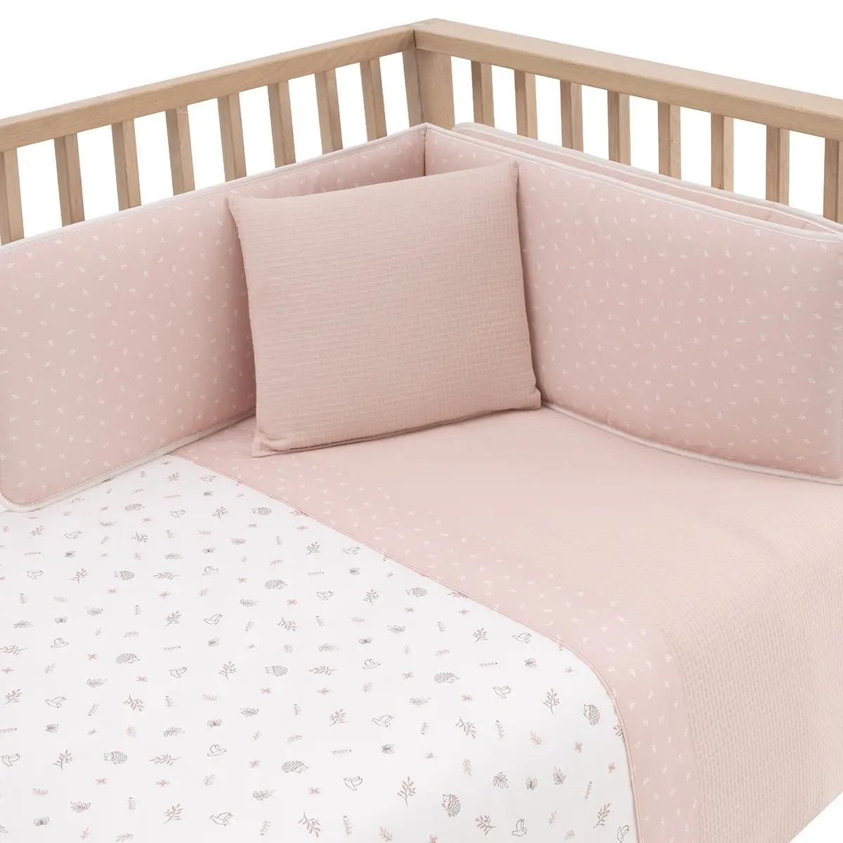 Jgo 2 pcs.f.nordica cuna 60 calma rosa 100x140x3 cm - Imagen 2