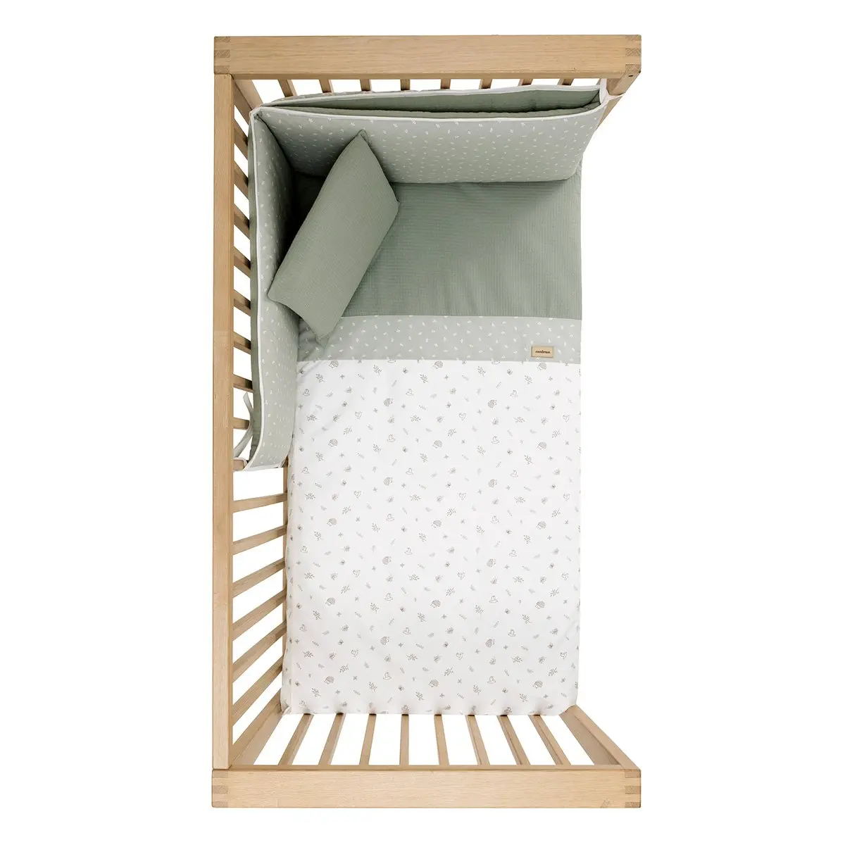 Jgo 2 pcs.colcha i-v. cuna 60 calma verde 60x120x3 cm - Imagen 3