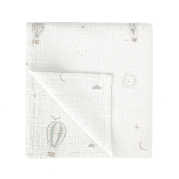 Muselina bambú Blue Sky 16 B|Verde 120x120 - Bimbidreams