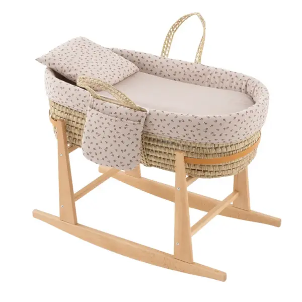 Moises bebe mio cuco + patas indiana beige/flores 39x80x61 cm
