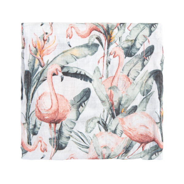 Muselina bambú Flamingo 01 Blanco 120x120 - Bimbidreams
