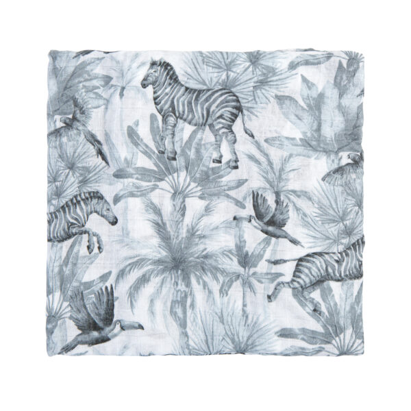 Muselina bambú Zebra 01 Blanco 120x120 - Bimbidreams