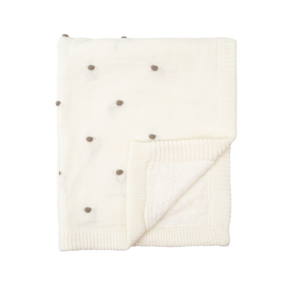 Manta doble cara tricot dots con Coralina HB Basics 01 Blanco 80x100 - Bimbidreams
