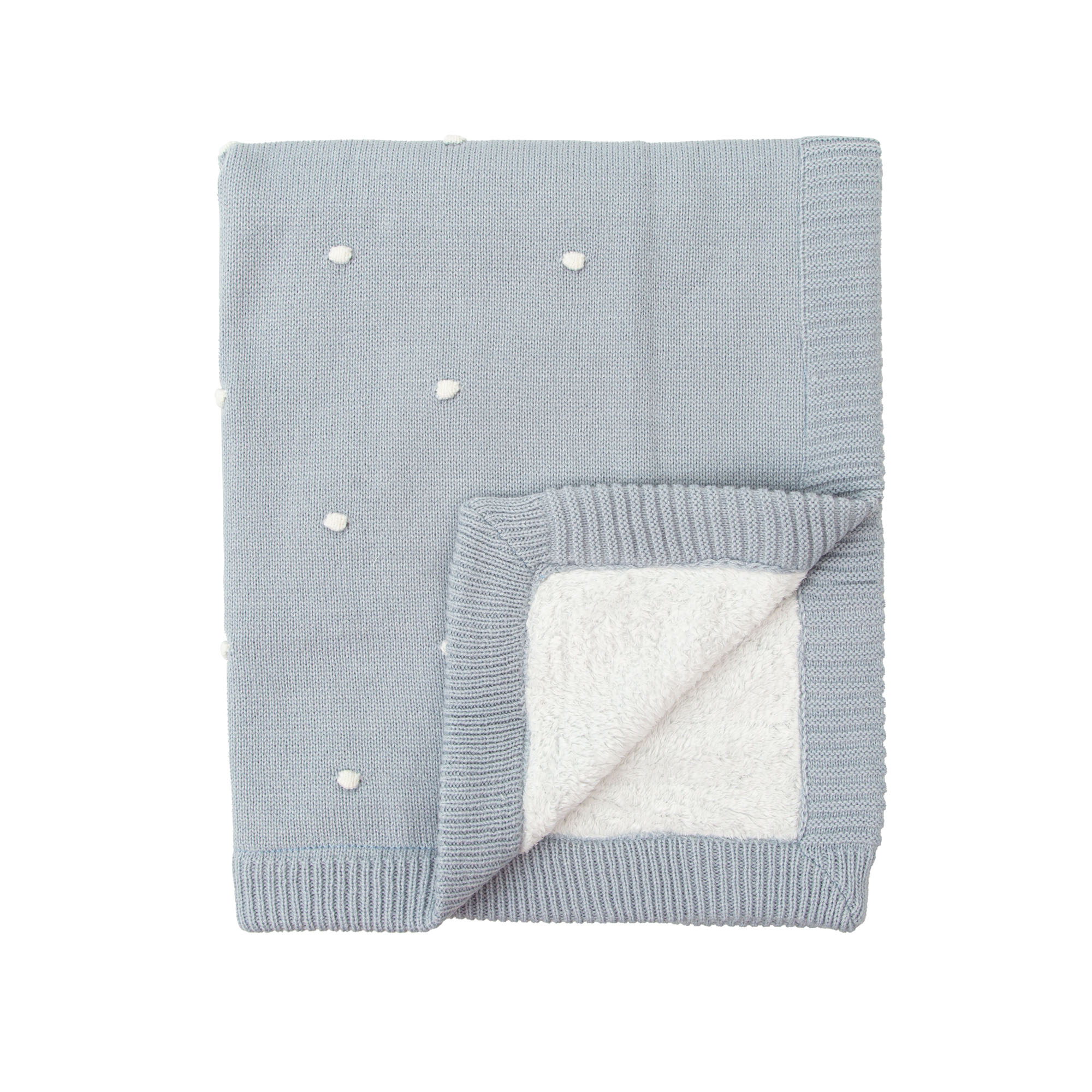 Manta doble cara tricot dots con Coralina HB Basics AG Azul Grisaceo 80x100 - Bimbidreams