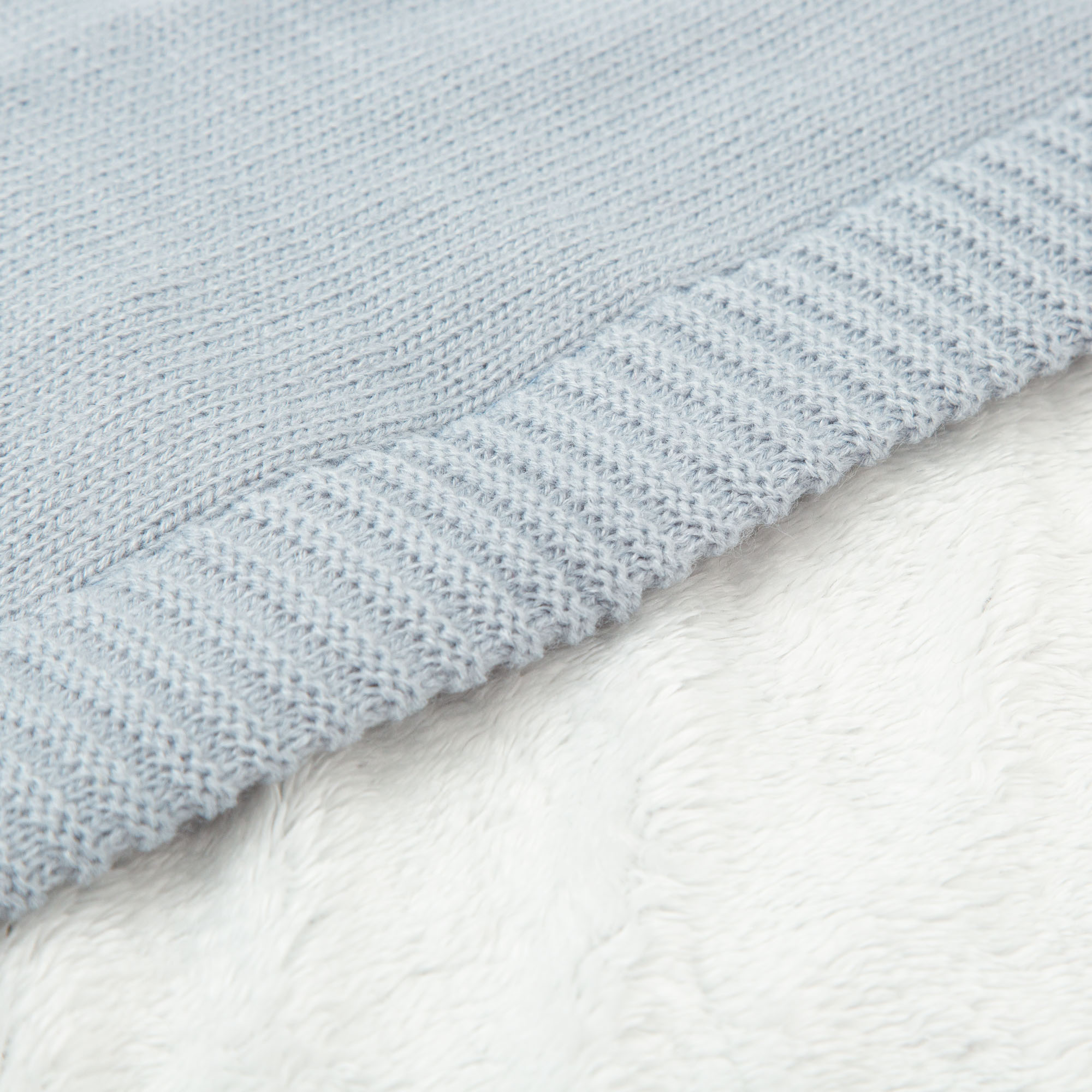 Manta doble cara tricot dots con Coralina HB Basics AG Azul Grisaceo 80x100 - Bimbidreams - Imagen 2