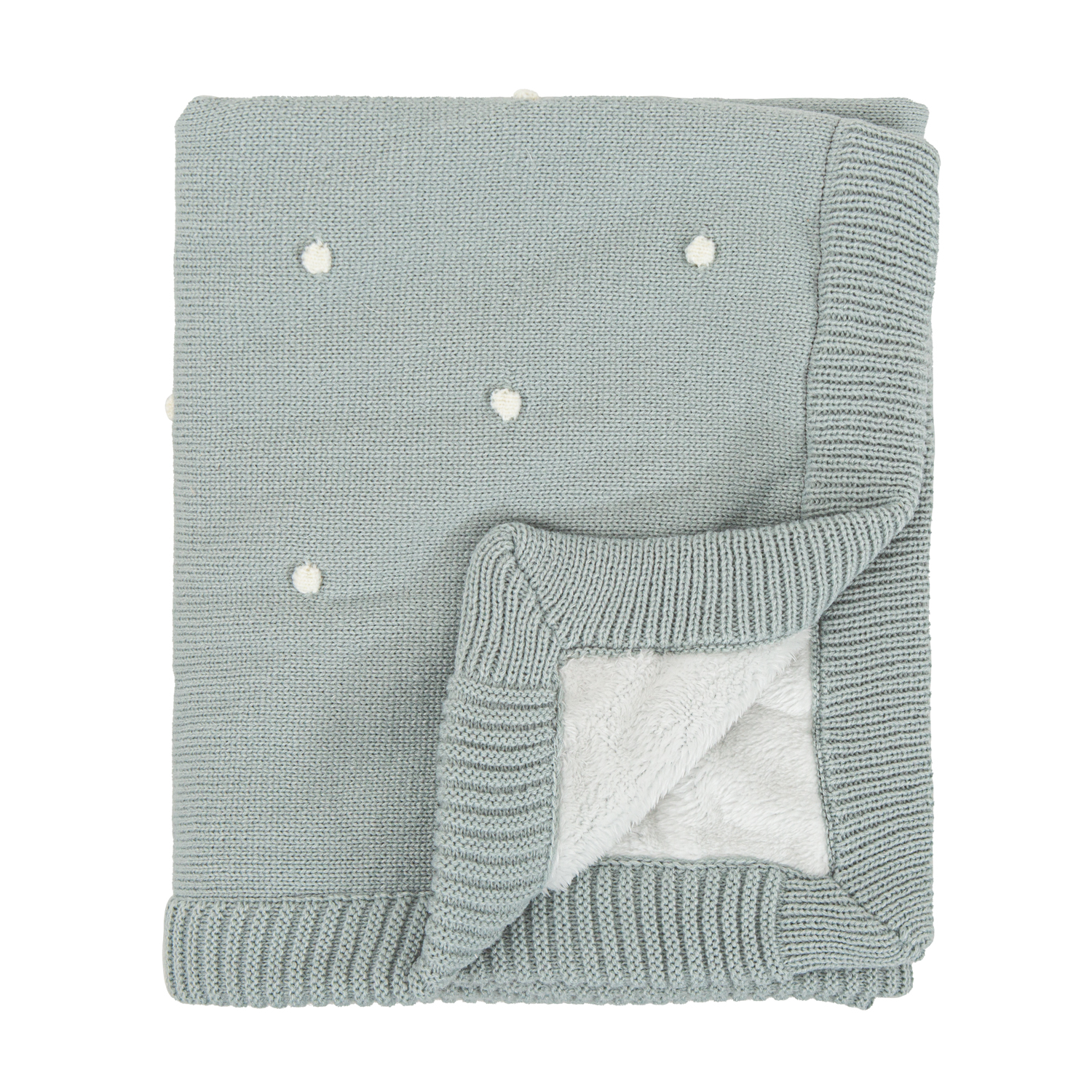 Manta doble cara tricot dots con Coralina HB Basics ME Menta 80x100 - Bimbidreams