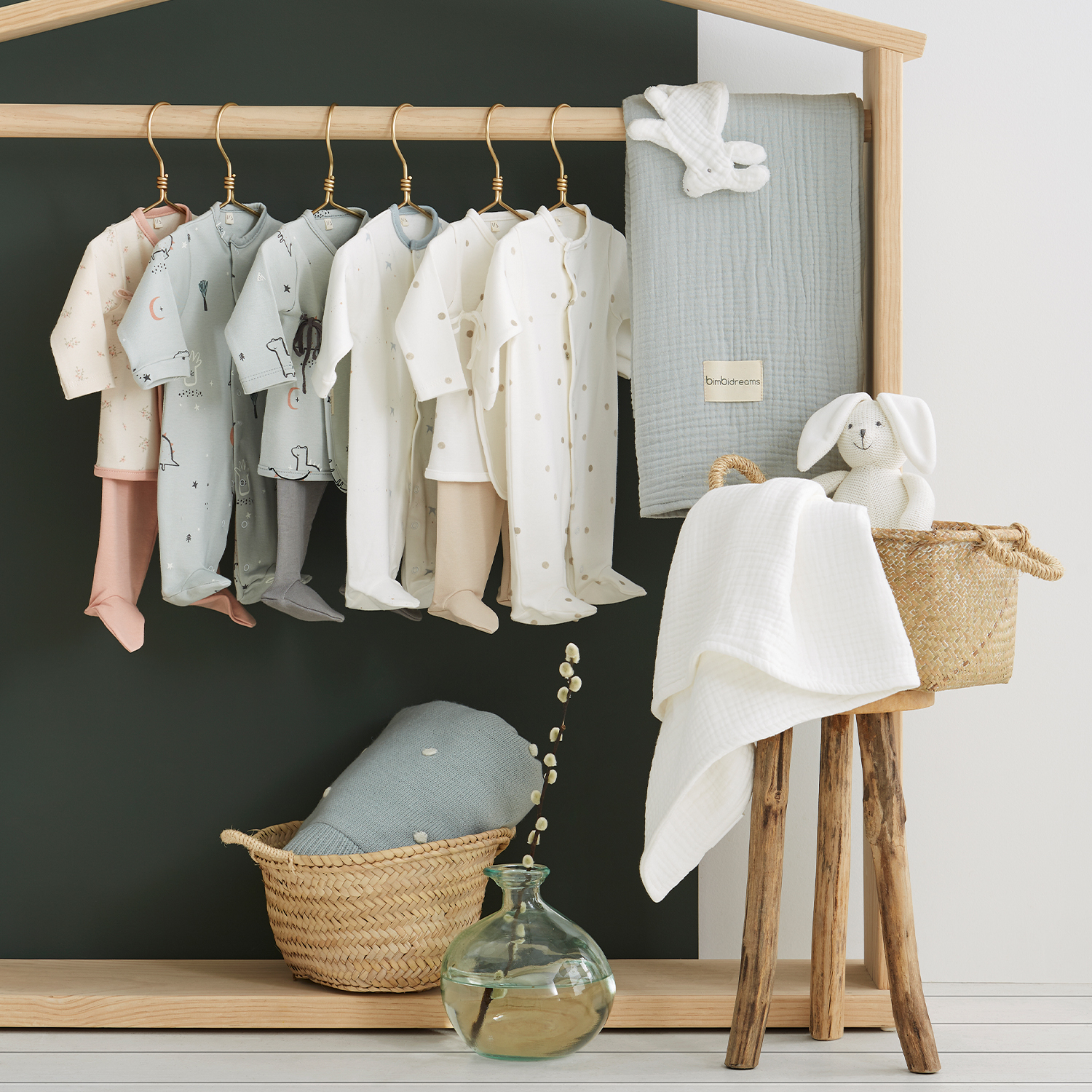 Manta doble cara tricot dots con Coralina HB Basics ME Menta 80x100 - Bimbidreams - Imagen 3