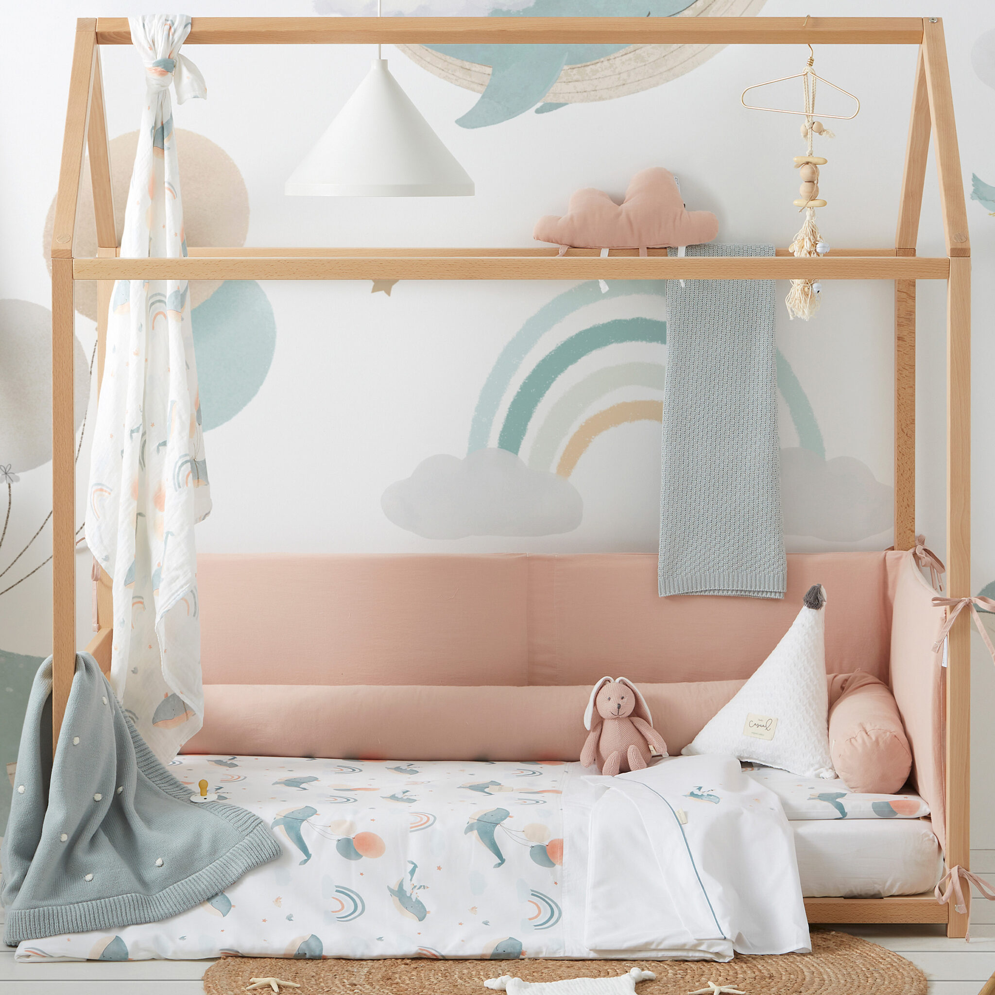 Manta doble cara tricot dots con Coralina HB Basics ME Menta 80x100 - Bimbidreams - Imagen 4