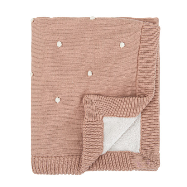Manta doble cara tricot dots con Coralina HB Basics RE Rosa Empolvado 80x100 - Bimbidreams
