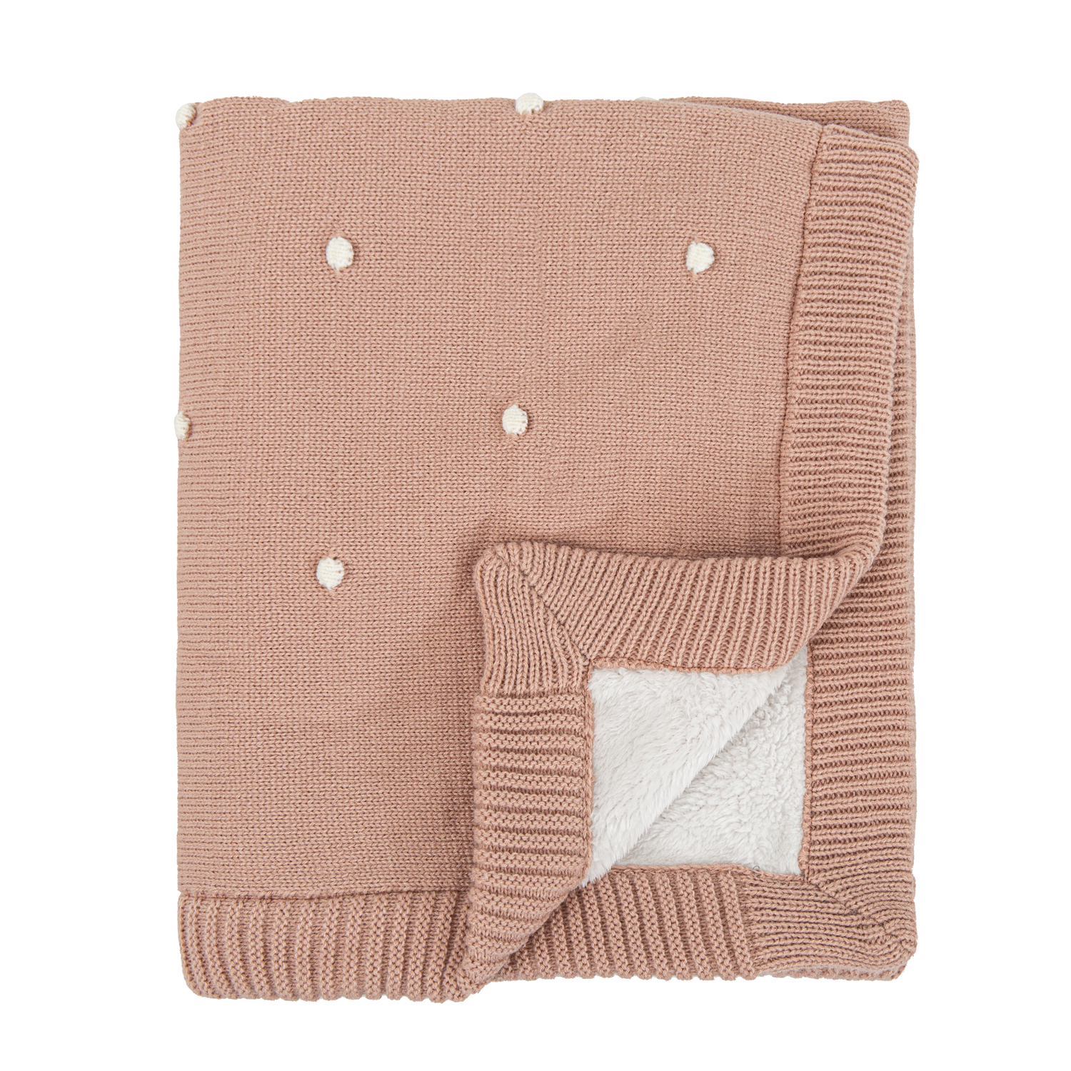 Manta doble cara tricot dots con Coralina HB Basics RE Rosa Empolvado 80x100 - Bimbidreams