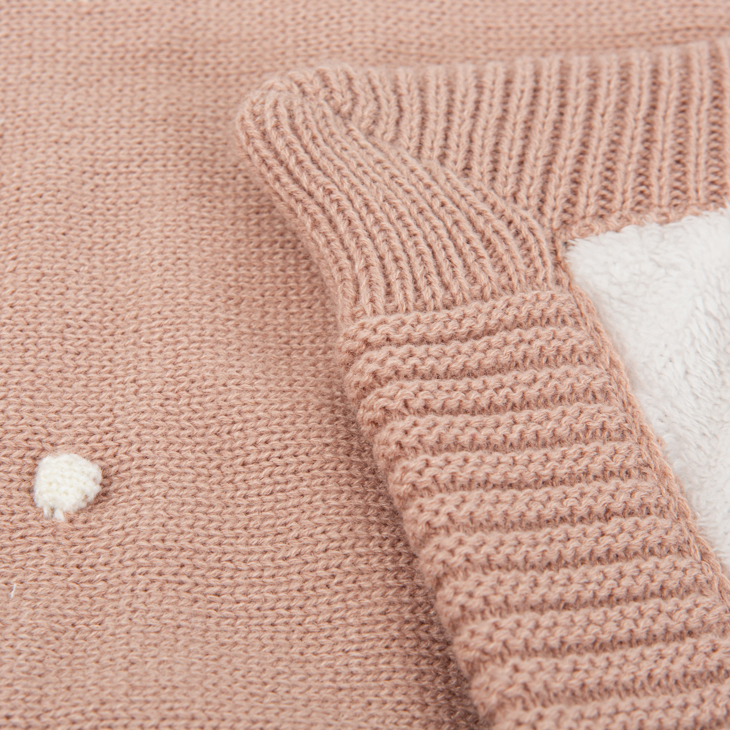 Manta doble cara tricot dots con Coralina HB Basics RE Rosa Empolvado 80x100 - Bimbidreams - Imagen 2