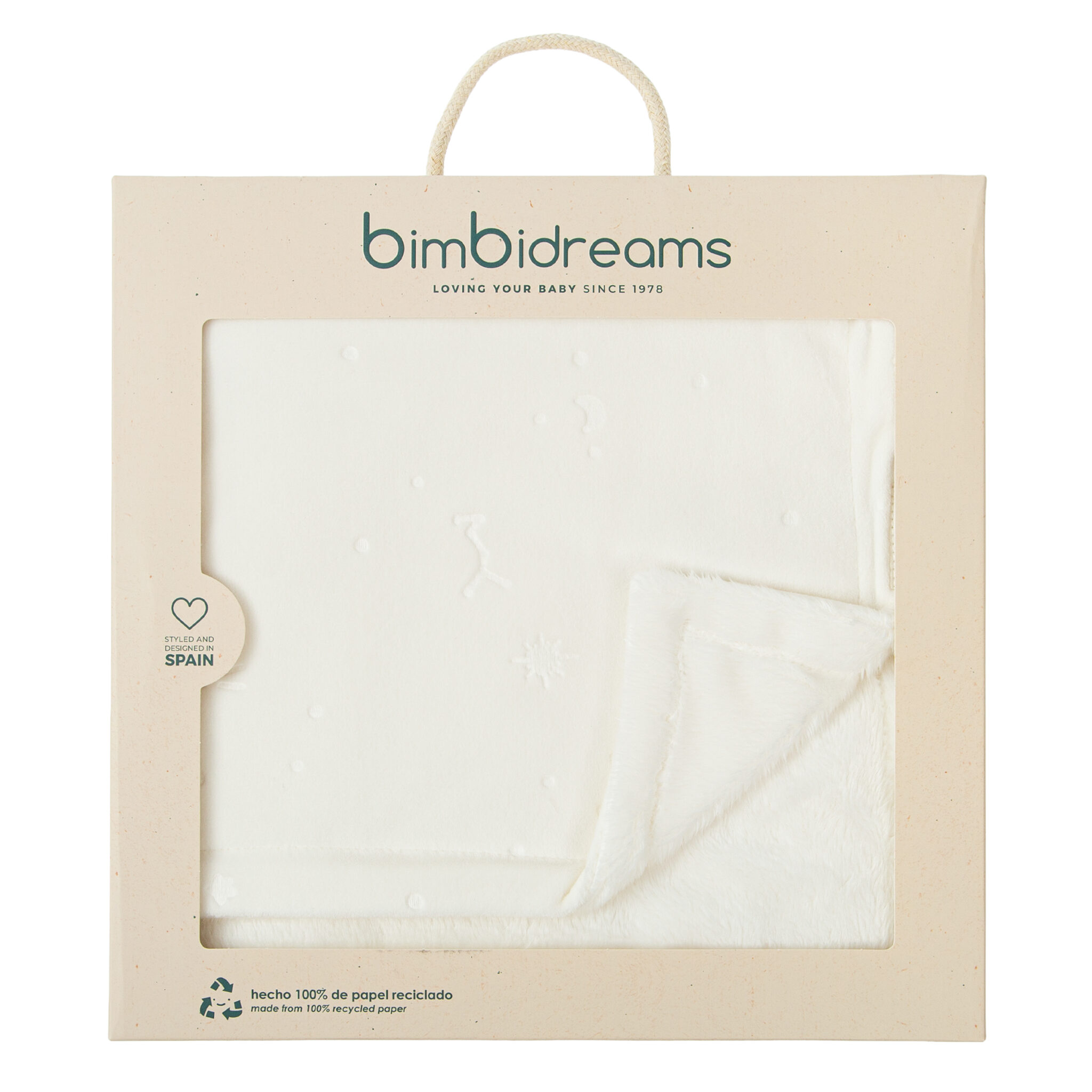 Manta Embossed False 01 Blanco 80X110 - Bimbidreams - Imagen 3