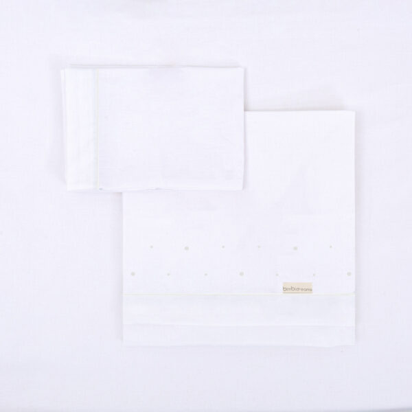 juego sabanas franela 3 piezas Punts 01 Blanco Cuna (60x120) - Bimbidreams