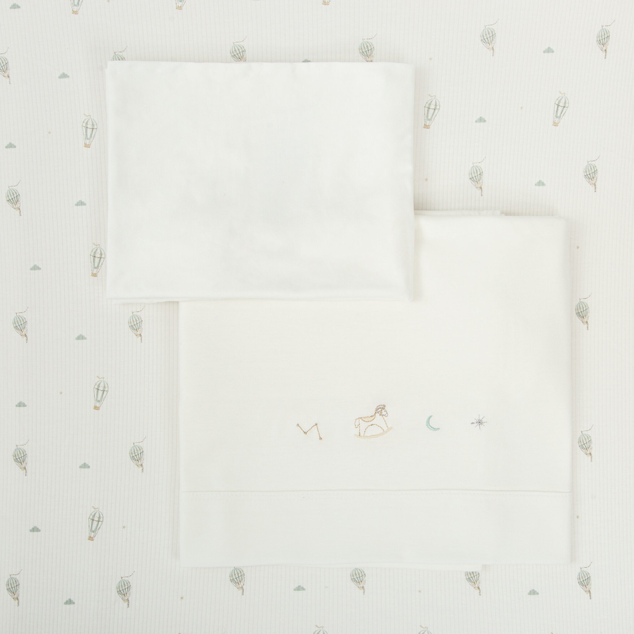 Juego sabanas punto jersey 3 piezas Blue Sky 16 B|Verde Minicuna (50x80 - 90) - Bimbidreams