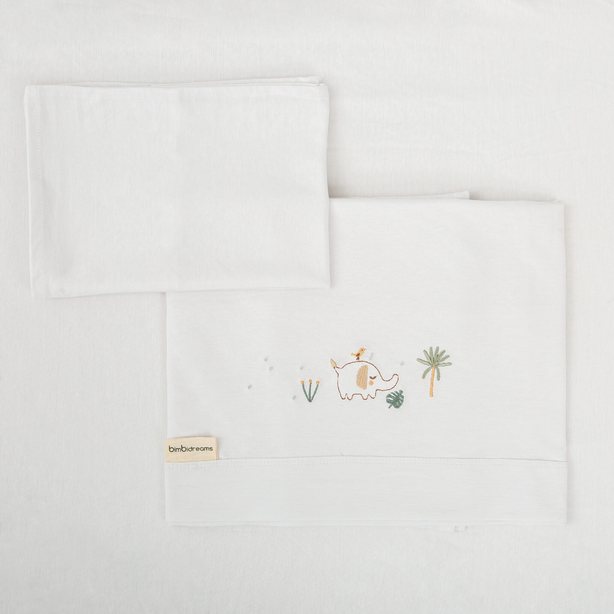 Juego sabanas punto jersey 3 piezas Palm 16 B|Verde Minicuna (50x80 - 90) - Bimbidreams