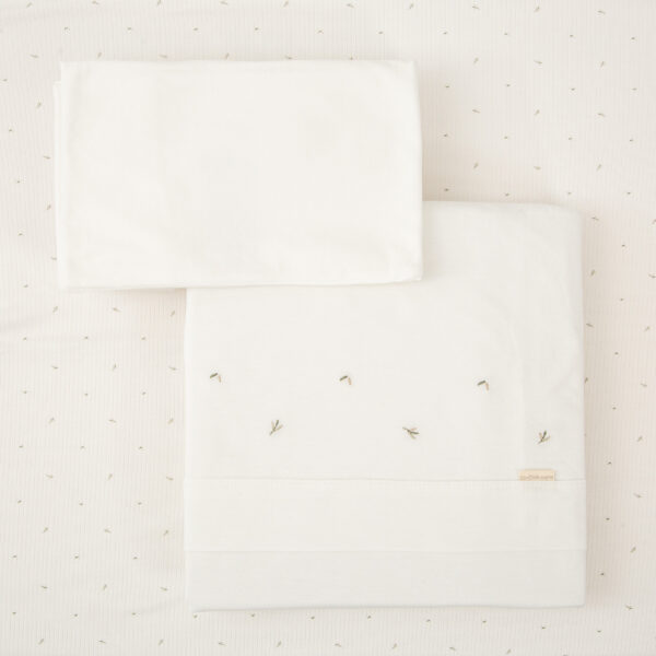 Juego sabanas punto jersey 3 piezas Cornelia 16 B|Verde Coche (40x80) - Bimbidreams