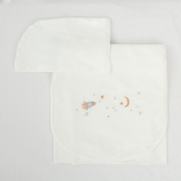 Juego sabanas punto jersey 3 piezas Orbit 13 B|Azul Coche (40x80) - Bimbidreams