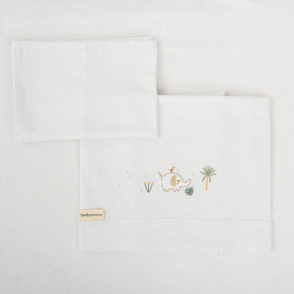 Juego sabanas punto jersey 3 piezas Palm 16 B|Verde Cuna (60x120) - Bimbidreams