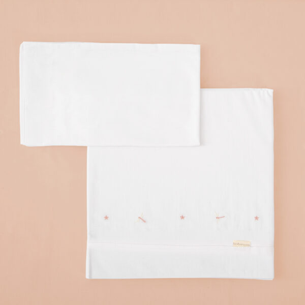 Juego sabanas punto jersey 3 piezas Dafne 14 B|Rosa Maxicuna (70x140) - Bimbidreams