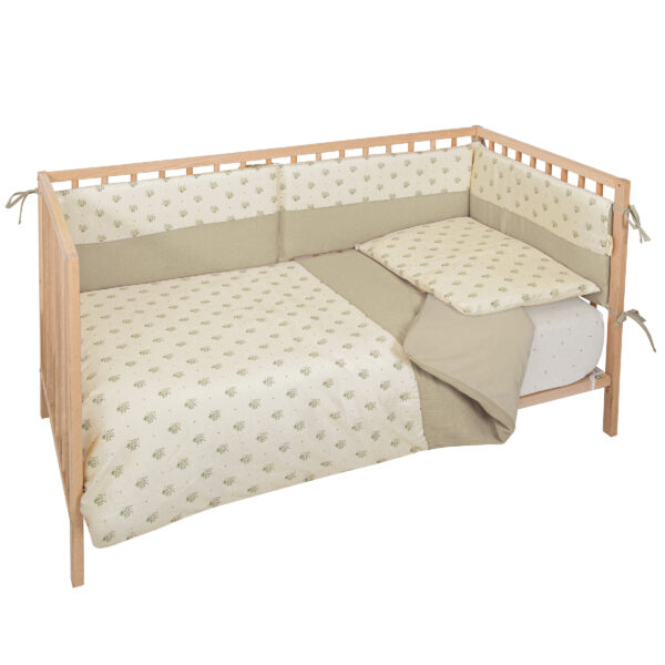 Funda nórdica cuna + Relleno + Protector + Funda almohada Cornelia 16 B|Verde 110X155 - Bimbidreams