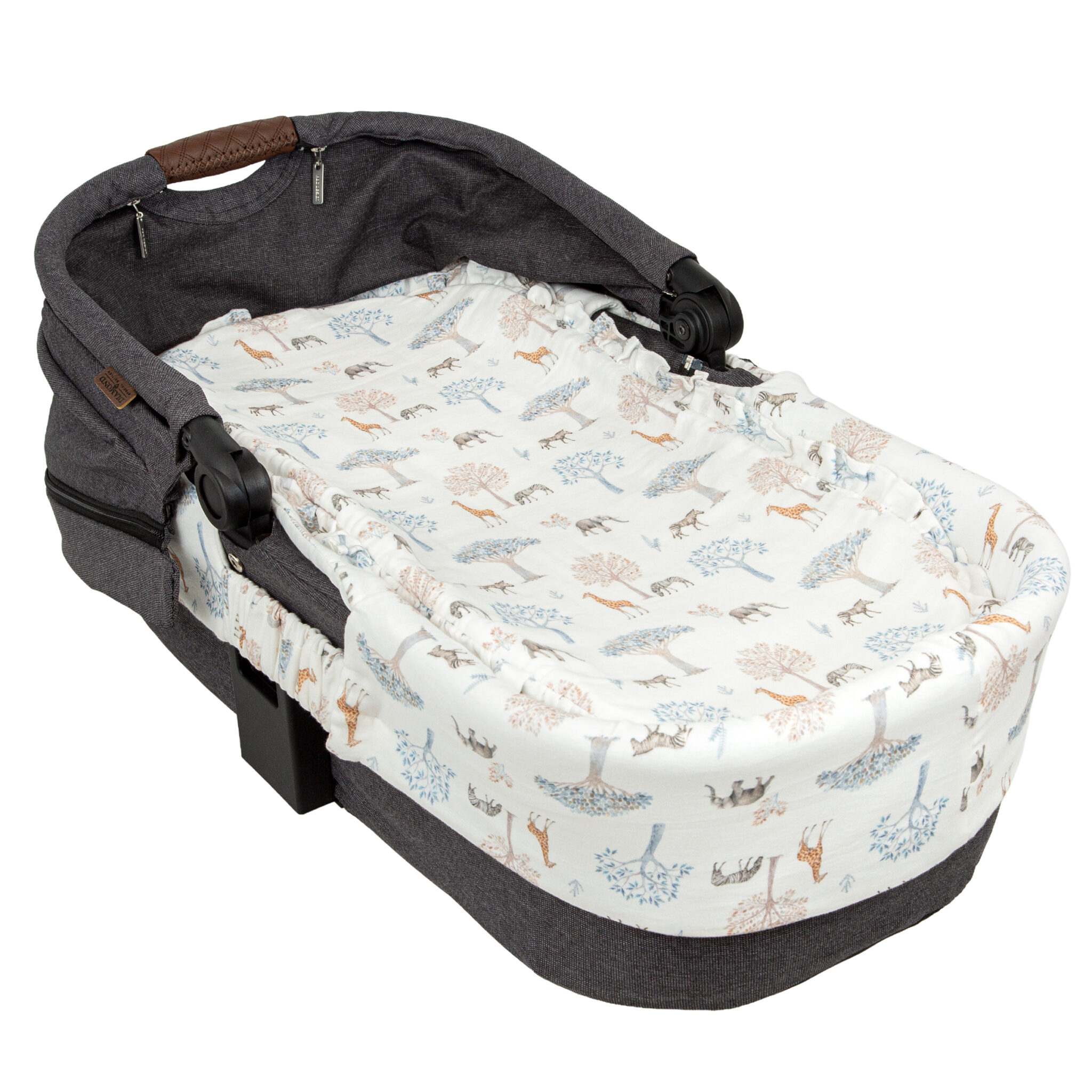 Moisés de mimbre con edredón, cojín, interior acolchado y colchón Tanzania 97 Multic. coche/capazo 40x80 - Bimbidreams - Imagen 2