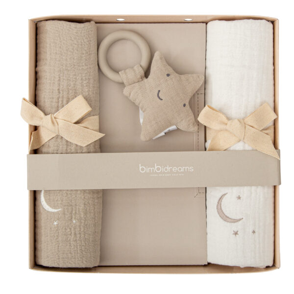 Gasas bordadas Matalasé con Estrella mordedor - Set Regalo Matalase 01 Blanco - Bimbidreams