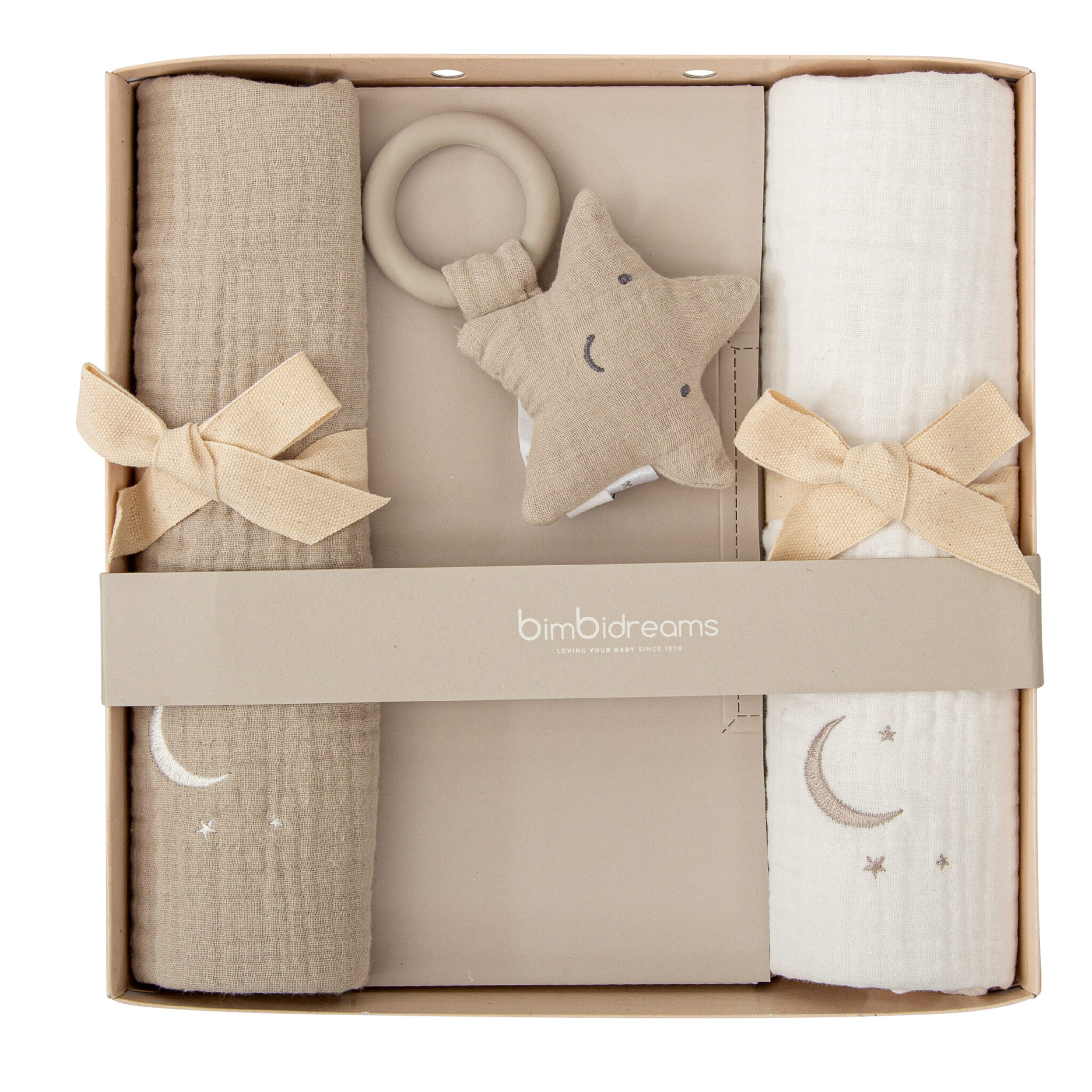 Gasas bordadas Matalasé con Estrella mordedor - Set Regalo Matalase 01 Blanco - Bimbidreams